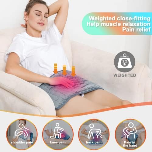 Heating Pad,Heated Blanket,Heating Pad for Back Neck,LightGray,24x12 in