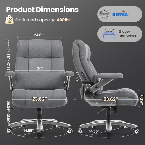 Big and Tall Office Chair with Kneading Massage, Comfy and Heavy Duty