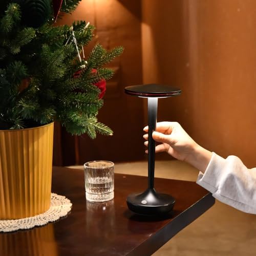 YHT Cordless Table Lamps Rechargeable for Restaurant (2 Black)