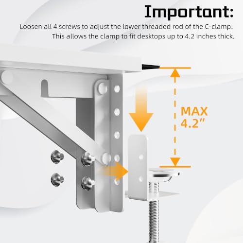ETHU Foldable Desk Extender Tray with Clamp, 25.6x11.4", White