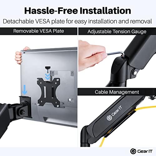 GEARit Dual Monitor Mount (Up to 32 Inch, 19.8 lbs) Desk Stand Mount for LCD LED Monitor, Fully Adjustable Articulating Gas Spring Arm with Quick Release (Tilt, Swivel, Rotate) Vesa 75 100