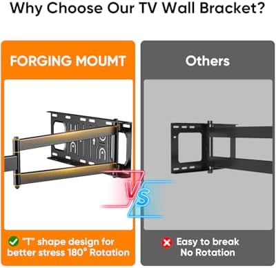 FORGING MOUNT Corner TV Mount with 25.6" Long Arm,Portrait Vertical Full Motion TV Wall Mount Swivel Tilt Articulating Arm Wall Mount Bracket for 26-65“ Screens,Load 77lbs,VESA 400x400mm,Fit 16" Stud