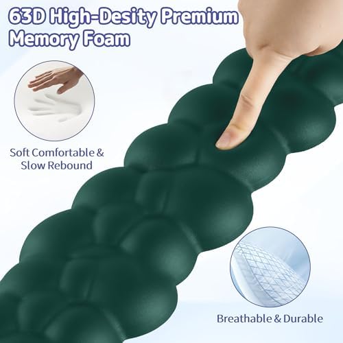 Sushret Cloud Wrist Rest Keyboard, Cloud Keyboard Wrist Pad Set with PU Leather Memory Foam, Cute Arm Rest for Palm Support, PC/Gaming Desk Accessories/Office Setup/Computer Hand Cushion - Dark Green