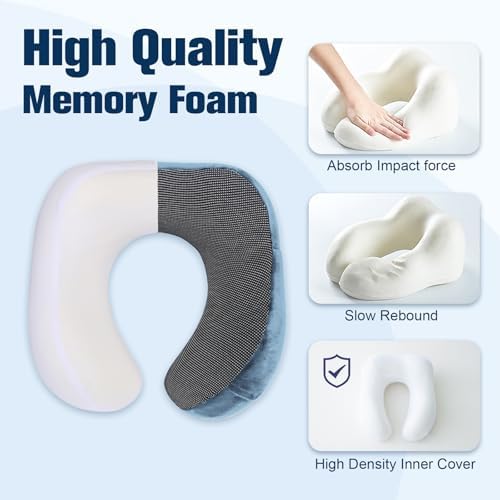 Cirorld Neck Pillow for Traveling, Travel Pillows for Airplanes Light Blue