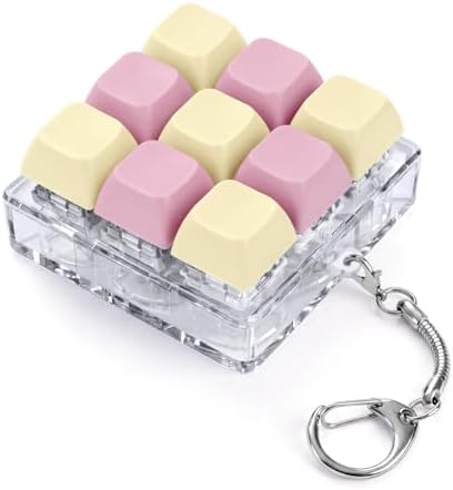 Keyboard Fidget Toy, Creamy Fidget Clicker Keyboard Fidget Keychain, Button Fidget Gifts for Adults, Boost Focus & Ease Anxiety Anywhere — Perfect Stress-Relief Gift (3×3 Grid Layout A-D)