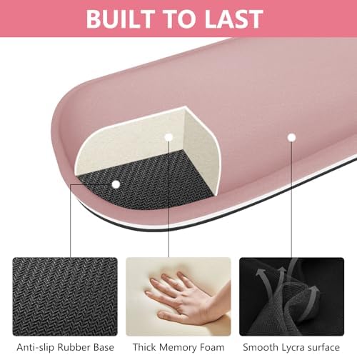 Wrist Rest for Computer Keyboard and Mouse, Ergonomic Design Wrist Support Pad for Keyboard, Soft Memory Foam Desk Pads Support Hand and Arm Easy Typing Pain Relief, 2 Piece Pad, Pink