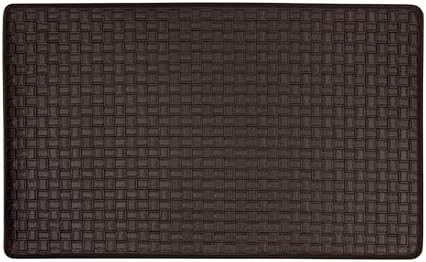 Woven-Embossed Faux-Leather Anti-Fatigue Mat, 18 x 30 in, Grey