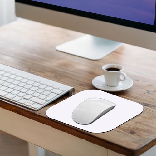 Mini Mouse Pad, 6x6 Inches, Waterproof Non-Slip Rubber Base, for Laptop, Keyboard Tray, Wireless Mouse, Home, Office, Travel (White)