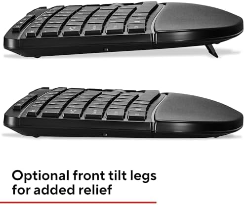 Staples TECH Wireless Ergonomic Keyboard, Full-Size, Wrist Rest, Black