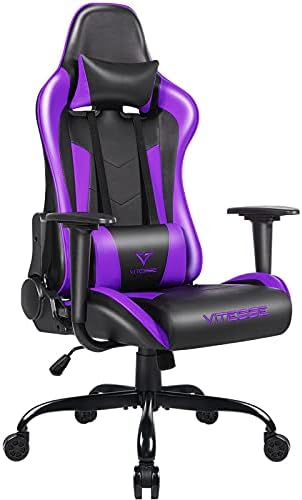Gaming Chair,High Back Ergonomic Racing Gamer Chair with Lumbar Support and Headrest,Girl Computer Desk Chair with Height Adjustable(Purple)