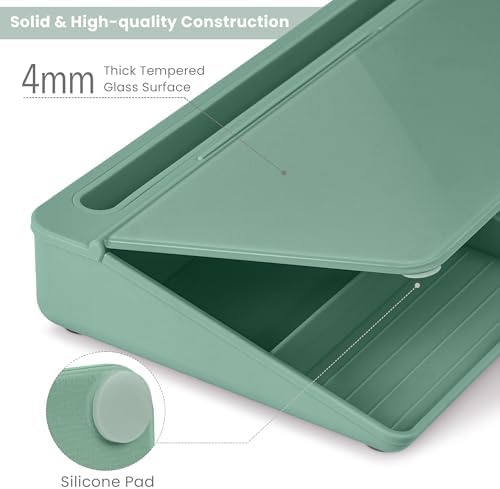 Varhomax Glass Desk Whiteboard with Storage