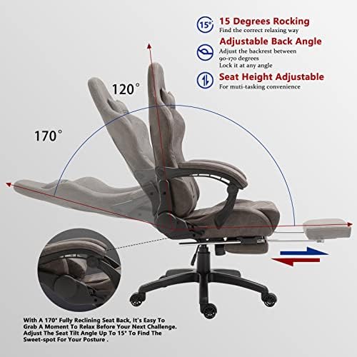 Dowinx Gaming Chair Big and Tall, Ergonomic Game Chair for Adults with Footrest and Massage Lumbar Support, High Back Computer Gamer Chair PU Leather, 350Lbs, for Office, Home, Brown