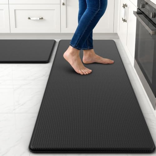 Kitchen Mats for Floor, [2PCS] Anti-Fatigue Kitchen Rugs, Black
