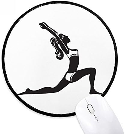 Yoga Keep Healthy Stretching Outline Mouse Pad Desktop Office Round Mat for Computer