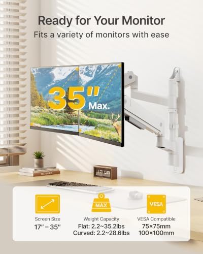 monTEK Vertical Dual Monitor Wall Mount for 17-35" Screens, 35.2 Lbs Each