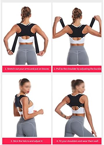 Posture Corrector Adjustable Back Support Belt Spine Back Shoulder Brace Support Belts Adult Invisible Hunchback Belts(B Black,L) (B Black,Large)