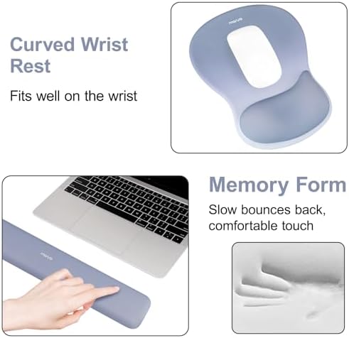 MOSISO Wrist Rest Support for Mouse Pad & Keyboard Set,Stone Blue