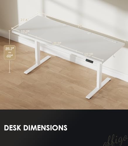 OffiGo 79 Inch Executive Electric Standing Desk Height Adjustable, White