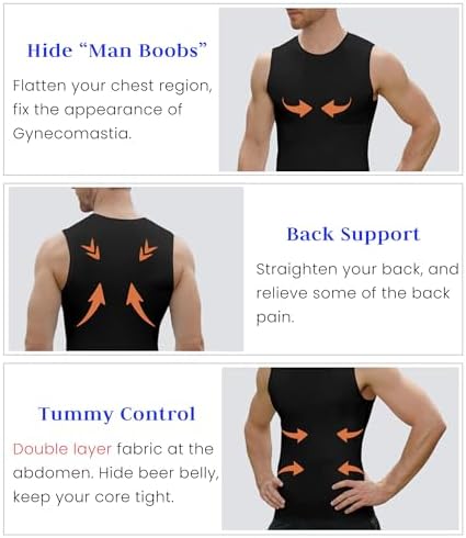 Compression Shirt Men Slimming Body Shaper Vest Crewneck Workout Tank Top