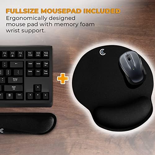 4pc Wrist Rests for Keyboard and Mouse Pad Set - Memory Foam Cushion, Black - Ergonomic Wrists Hand Arm Rest Support for Laptop Computer Desk and Gaming - Carpal Tunnel Syndrome Relief