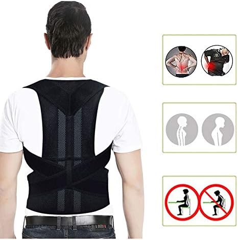 Back Brace Posture Corrector - Back Support Belt with Fully Adjustable Straps Relief Lower & Upper Back Pain, Improve Posture & Provides Lumbar Support - Fit for Men & Women (M)