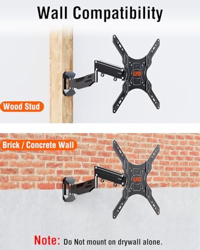 ELIVED Height Adjustable TV Mount for Most 26-55 Inch tvs, Holds 11-66 lbs, Spring Arm Full Motion Swivel Tilt Articulating TV Wall Mount Bracket, Max VESA 400x400mm
