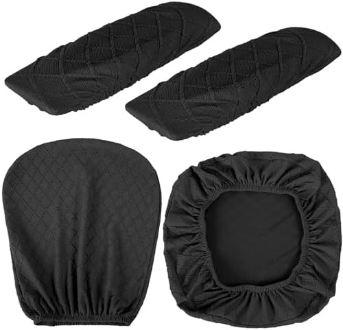Tallew 4 Pcs Office Chair Covers Stretch Seat Armrest, Dark Grey