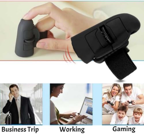 Mini Finger Mouse,Small Bluetooth Finger Ring Mouse Handheld Pocket Ring Mice Ergonomic Portable Wearable Optical Remote Control Mice for Office Home Gaming Computer Laptop Tablet Smartphone-Black