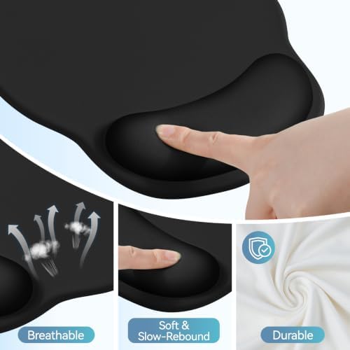 Mouse Pad with Wrist Rest, 2-in-1 Mousepad with Wrist Support Set