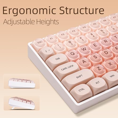 ZORNHER ZH100 Foundation Mechanical Keyboard,98% Pink Creamy Keyboard with Number Pad,Full Size Gaming Keyboard Cute,Jelly MOA Profile Round Keycaps,Clicky Blue Switches