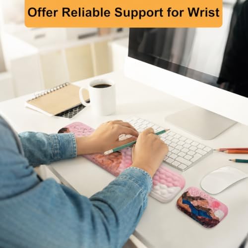 Keyboard Wrist Rest Mouse Wrist Support, Memory Foam Wrist Rest Pad for Computer Laptop, Ergonomic Wrist Cushion Support for Typing Pain Relief, Gaming Home Office, Sunrise