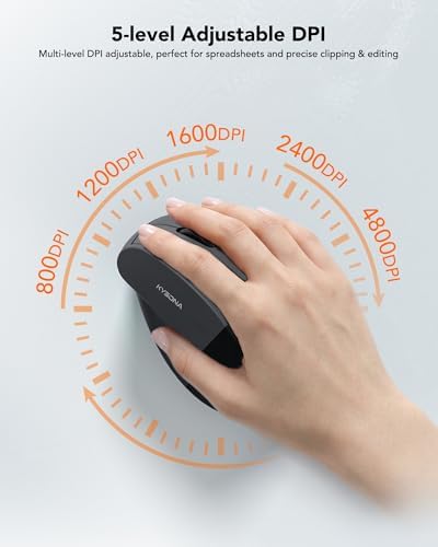 57° Wireless Ergonomic Mouse, Rechargeable Bluetooth Optical Mice
