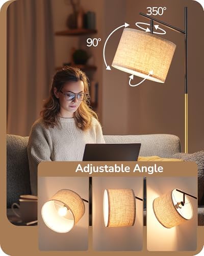 EDISHINE Black Gold Modern Floor Lamps for Living Room, Arc Standing Lamp