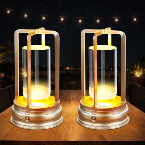 Cordless Table Lamp, 2 Pack Crystal Rechargeable Lamp with Touch Control & Dimmable Light, Portable Lamp for Bedside, Outdoor, Living Room & Hotel-Style Lighting,Silver