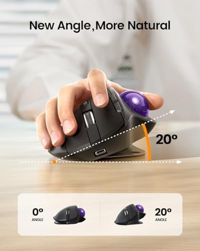 ProtoArc EM01 NL Wireless Trackball Mouse, Thumb Control, Purple
