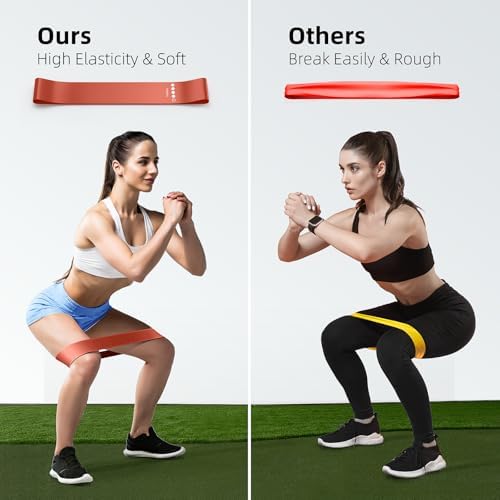 Resistance Bands for Working Out, 5-Pack Elastic Loop Exercise Bands for Strength Training Stretching, Home Gym Equipment for Pilates Yoga Physical Therapy, Leg Glute Arm Workout Kit for Women Men