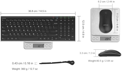 Arteck 2.4G Wireless Keyboard and Mouse Combo HW193MW162 Stainless Ultra Slim Full Size Keyboard and Ergonomic Mouse for Computer Desktop PC Laptop and Windows 11/10/8/7 Build in Rechargeable Battery
