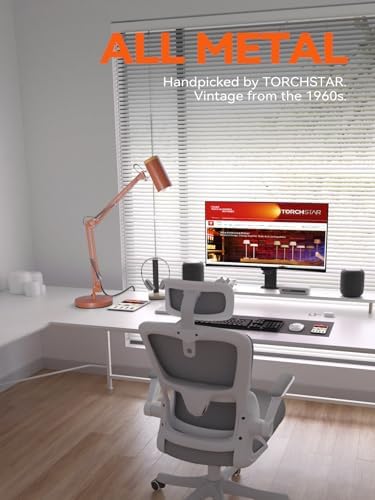 TORCHSTAR Tall Swing Arm Desk Lamp with Wooden Accent, Large Size, Orange