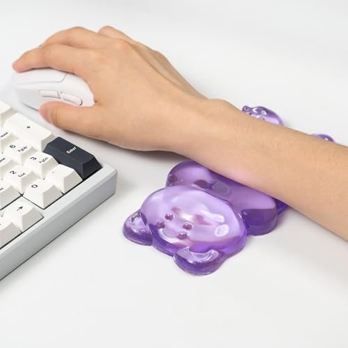 Ergonomic Gel Mouse Wrist Rest –Purple Clear Cute Bear Mouse Wrist Rest