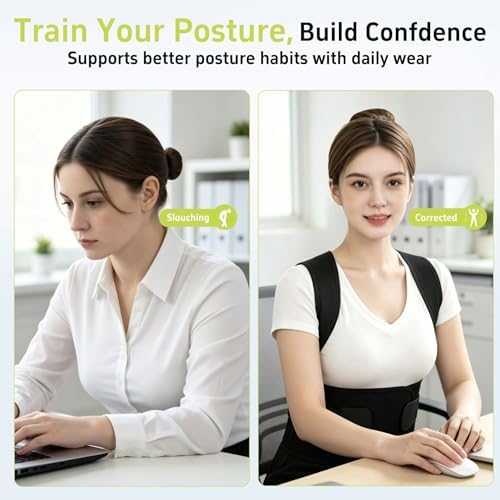 Posture Corrector for Women and Men Back Brace Support Straightener Scoliosis Upper Spine Instant Upright Hunchback Correction Kyphosis Fixer Adjustable Shoulder Straps Breathable (Black L)