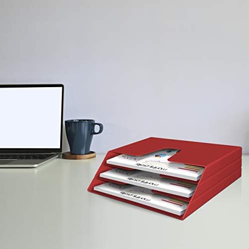 Acrimet Horizontal Triple File Folder Organizer Sorter, Letter Size, Red