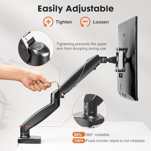 Simple Deluxe Single Monitor Arm, 13" to 32" Adjustable Desk Monitor Stand Mount, Black