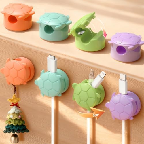 Rotatable Cable Clips, 8 Pack Cord Holder for Nightstand Multicolor