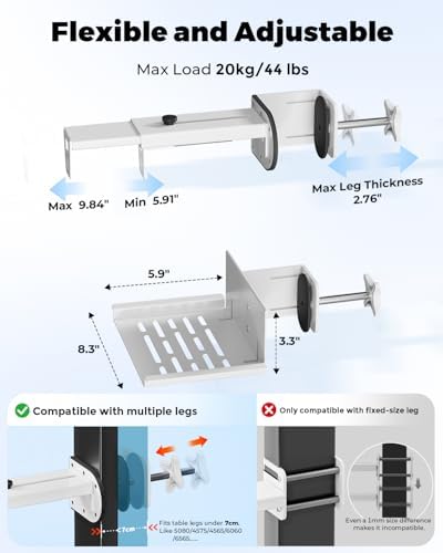 JOY worker Under Desk PC Mount for Standing Desk, Clamp-On Leg CPU Holder