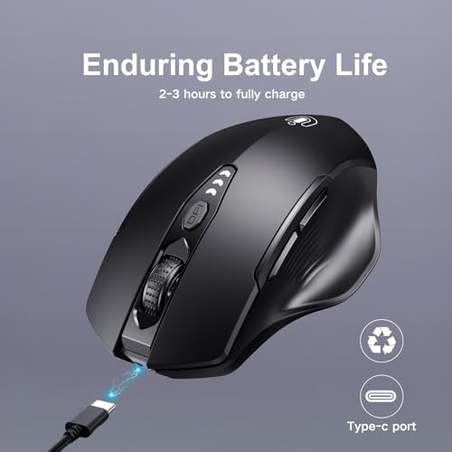 Uineer Bluetooth Mouse, Tri-Mode Wireless, Rechargeable, 3-Device Switch