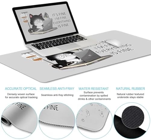 LIMKRIAN Cat Ergonomic Mouse Pad with Wrist Rest Desk Mat Sets Accessories