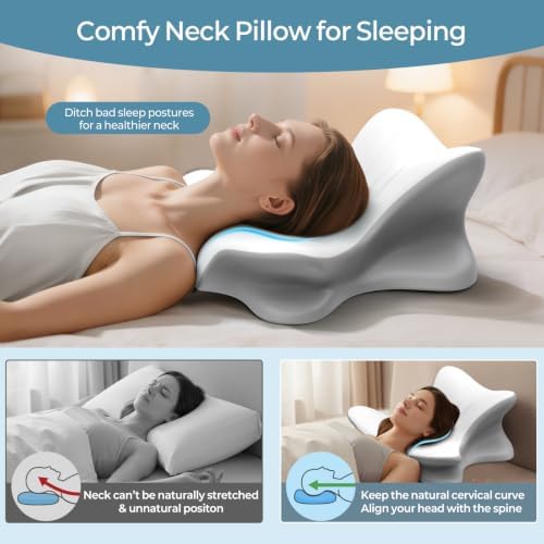Cervical Neck Pillow for Pain Relief, Ergonomic Reading Pillow for Bed, Contour Wedge Pillow Back Support Pillow, Orthopedic Memory Foam Pillows for Sleeping, Use Lying Reading