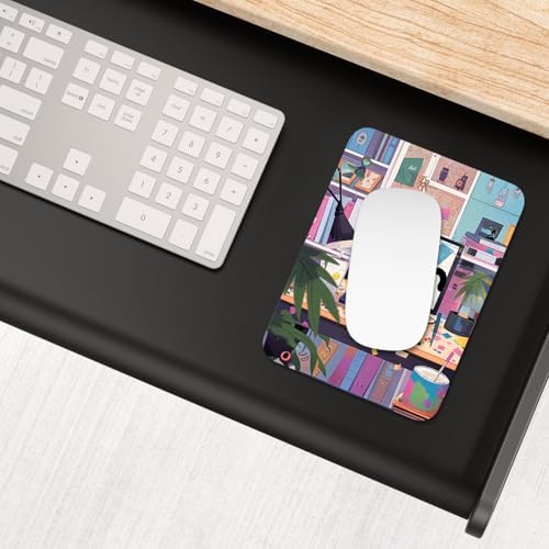 Small Mouse Pad, Mini Mouse Pad 6 x 8 Inch, Thick Rubber Waterproof Mouse Mat, Cute Mousepad for Women Men Wireless Mouse Laptops Home Office, Cat on Keyboard