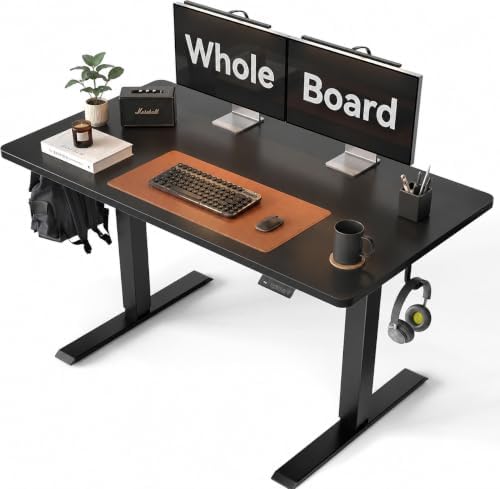 CubiCubi 48 x 24 One-Piece Electric Adjustable Standing Desk, Dark Black