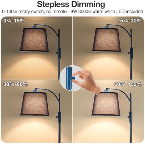 AIDENOEY Blue Floor Lamp with Table, Dimmable Standing Lamp, Living Room